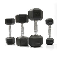 Équipement de musculation pour la maison et les salles de sport commerciales, vente en gros, haltères hexagonaux durables recouverts de caoutchouc personnalisés