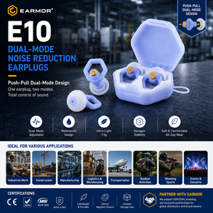 EARMOR 原创设计 E10 过滤式音乐音乐会耳塞 推拉式双模式硅胶防水游泳可重复使用耳塞 - Product Image 2