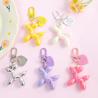 Porte-clés coloré en forme de chien ballon de dessin animé, en alliage, cœur, résine plastique, pour bagages, clés, écouteurs, accessoires de bijoux personnalisés DIY