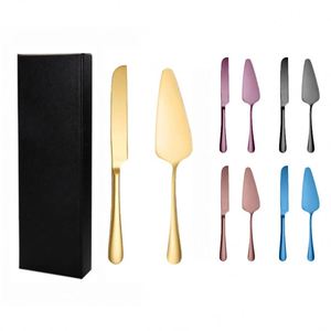 Custom Birthday Anniversary Service 2Pcs Set Gold Stainless Steel <b>Wedding</b> <b>Cake</b> Knife and Server Set - Product Image 1