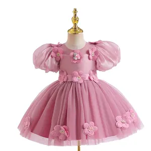 Western-Stil flauschige Netz prinzessin Abendkleider für Mädchen von 10 Jahren Blume Mädchen Party-Kleider Sommer Kinder Mädchenkleid