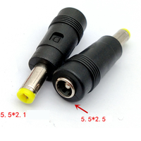 DC 5.5X2.5mm femelle à 5.5*2.1mm mâle prise cc adaptateur de chargeur d'alimentation connecteur droit 5525 à 5521