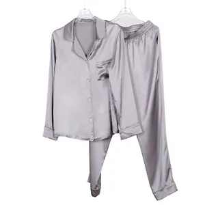 Woman Pyjamas GuiXiu Women's Classic Pajama Set Solid 19mm Silk Loungewear