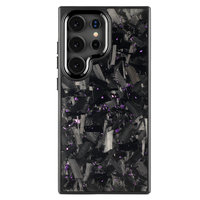 Étui en carbone forgé à gros grains avec cadre d'objectif en métal noir pour Samsung S25 Ultra, coque de téléphone à cadre magnétique en métal