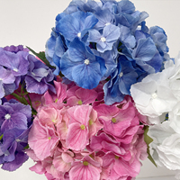 Vente en gros de tiges d'hortensia Bella au toucher réel, fleurs artificielles blanches en forme de boule pour la décoration de mariage et de la maison