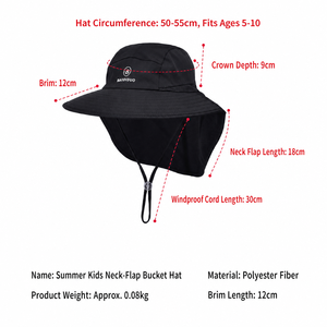 Polyester Kids Sun Hat Wide Brim with Mesh Neck Flap and Crown Vent Band for Boys Girls Summer Beach - Product Image 4
