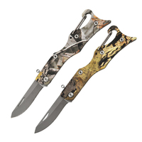 Couteau pliant camouflage, lame en acier inoxydable 3CR13, manche en ABS avec mousqueton pour le camping et la randonnée en plein air