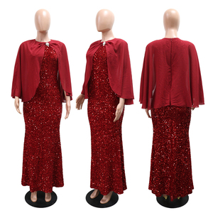 Vestido de Fiesta Elegante y Moderno para Mujer Liu Ming, Cuello en V, Manga con Volantes, Lentejuelas, Ecológico, para Cóctel, Graduación, Largo, Maxi - Product Image 6