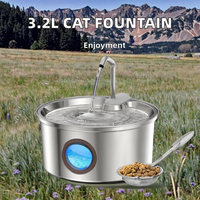 Fontaine à eau portable pour chat en acier inoxydable 3,2 L, distributeur d'eau écologique pour animaux de compagnie, automatique, anti-fuite, rechargeable