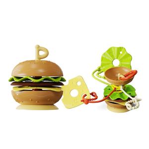 <span class=keywords><strong>Jouet</strong></span> <span class=keywords><strong>pour</strong></span> bébé 3 en 1 sans BPA, <span class=keywords><strong>ventouse</strong></span>, cordon anti-perte, bol <span class=keywords><strong>à</strong></span> collation en silicone <span class=keywords><strong>pour</strong></span> <span class=keywords><strong>chaise</strong></span> <span class=keywords><strong>haute</strong></span>, <span class=keywords><strong>jouet</strong></span> de dentition, forme de hamburger, sangle anti-perte - Product Image 1