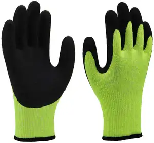 Terry Brush Foam Palm Construction Work Warm Rubber Coated Gloves