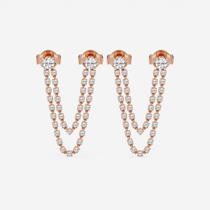 Boucles d'oreilles tendance en diamant rond cultivé en laboratoire 2 carats, bijoux de luxe élégants pour femmes, design moderne et affirmé pour le quotidien - Product Image 1