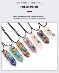 Pendentif de collier DIY en pierre naturelle polie en forme de goutte d'arçon, gravier de cristal coloré - Product Image 6