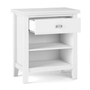 DB Artisan Modern Luxury Solid Pine <b>White</b> <b>Bedside</b> <b>Table</b> for Apartment or Bedroom Hospital Use with Speaker Functionality - Product Image 5