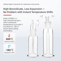 Bouteille de lavage de gaz en verre borosilicate 3.3 transparent à parois épaisses, avec bouchon PBT, joint standard, multi-trous, de 125 mm à 20000 ml