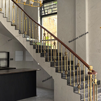 Rampe d'escalier de luxe en cuivre et aluminium, résistante à la rouille, pour villa, maison individuelle, style italien et français, colonne dorée