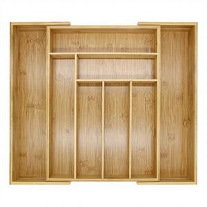 Plateau à couverts en bambou écologique, style farmhouse, multi-compartiments, pour tiroir de cuisine, organiseur de couverts, porte-vaisselle - Product Image 1