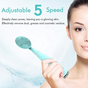 5 Speed IPX6 Waterproof USB Rechargeable Handheld Silicone Face <strong>Brush</strong> Cleanser with Deep Cleansing Pore Cleaning Acne Treatment - Product Image 5