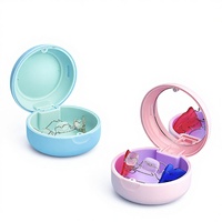 Boîte de rangement en plastique pour prothèses dentaires complètes, avec miroir, cordon et sac de transport, modèle CY-12, violet, fabriqué à Foshan
