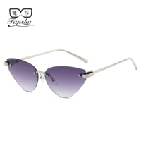 Lunettes de soleil unisexes FANSHA FS-289 sans monture, style œil de chat, monture en métal doré, polarisées, protection UV400, légères, durables et confortables
