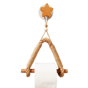 <span class=keywords><strong>Porta</strong></span> <span class=keywords><strong>carta</strong></span> <span class=keywords><strong>igienica</strong></span> in legno intrecciata a mano con rotolo di <span class=keywords><strong>porta</strong></span> asciugamani da bagno senza trapano corda di canapa <span class=keywords><strong>e</strong></span> materiale in legno - Product Image 5