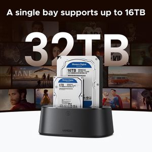 Station d'accueil pour disques durs UGREEN, support pour <span class=keywords><strong>2</strong></span> baies de disques durs, <span class=keywords><strong>2</strong></span>,5 et 3,5 pouces, SSD, HDD, boîtier USB3.0 SATA HDD - Product Image 5