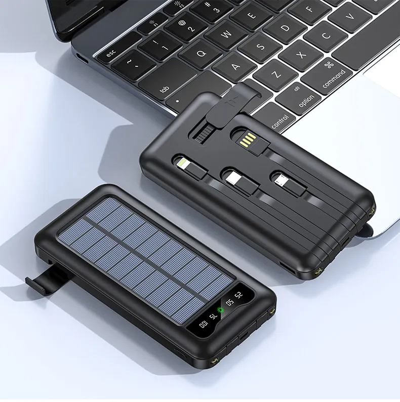 โรงงานขายส่งผลิตภัณฑ์ในแนวคิดผลิตภัณฑ์ใหม่จํานวนมาก 2024 Dual USB Slim แบบพกพาโลโก้ OEM 10000mah ธนาคารพลังงานแสงอาทิตย์