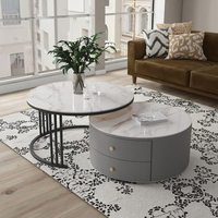 Ensemble de tables basses modernes de luxe en pierre frittée, rondes et gigognes, pour salon et appartement