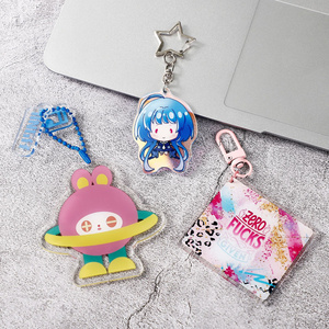 Custom Bulk Wholesale Cute Key Chain UV Printed Acrylic Plastic Glitter Epoxy Charm High Quality Glass Key Chains