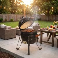 Fournisseur direct de Kamado en céramique, usine de grills en céramique, barbecue d'extérieur en forme d'œuf, vente en gros, 16 pouces, barbecue au charbon de bois pour fumage, usage commercial