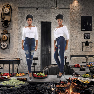 Women's Destroyed Torn Denim Skinny <b>Jeans</b> High Quality <b>Elastic</b> Tight Trousers with Logo at <b>Waist</b> Wholesale Low Price - Product Image 2