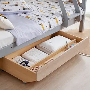 Solo B2B Boori-litera Triple para niños, cama individual de Base doble, de madera, para padres y niños