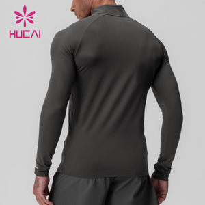 Hcuai เสื้อออกกำลังกายแขนยาวมีซิปสำหรับผู้ชายเสื้อออกกำลังกายกล้ามเนื้อเข้ารูปแบบแห้งน้ำหนักเบาแบบตามสั่งเสื้อยืดออกกำลังกายแขนยาว1/4ส่วน - Product Image 2