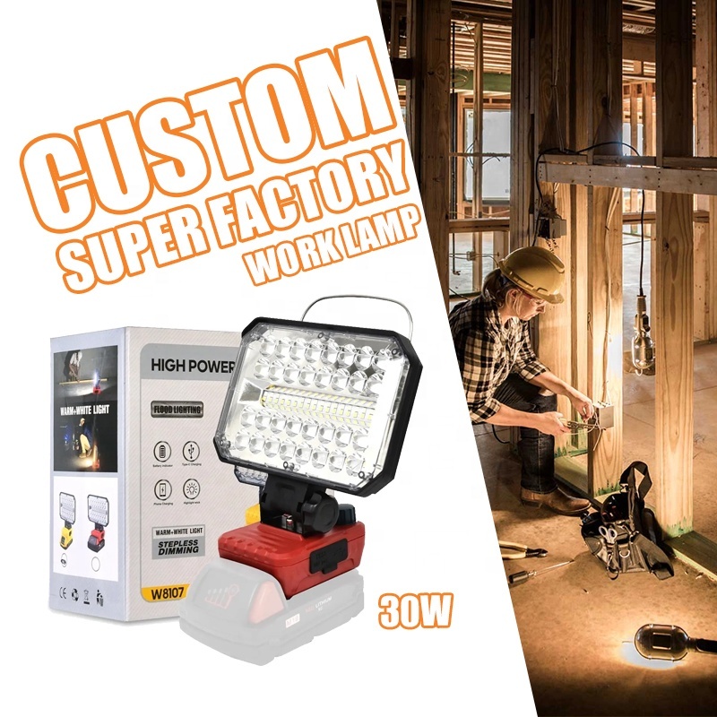 Portable LED Work Light Battery for Milwaukee m18 with USB & Type-C Charging Port Rechargeable Led Lamp Workshop