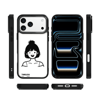 Coque de téléphone AG Feeling Black Edge avec motif fille aux cheveux en chignon pour iPhone 17, 17 Pro Max, 16 Pro, 15, 15 Pro Max, coque magnétique