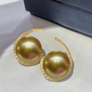 Pendientes de Perlas Bvlgari, Chapados en Oro, Perlas de Imitación con Detalles de Diamantes, Letra Bv, Joyería Clásica de Moda para Mujer - Product Image 4