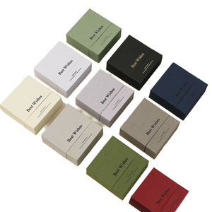 Caja de Joyería de Papel Texturizado Multicolor, Estuche Rígido con Letras Impresas de los Mejores Deseos para Anillos, Collares, Embalaje de Regalos de Boda - Product Image 1