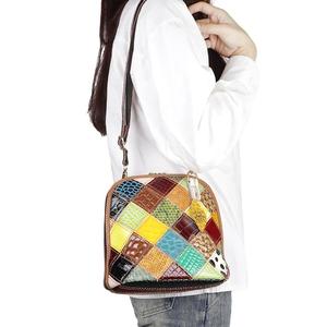 Sacs à bandoulière AndoBag en cuir véritable pour les trajets quotidiens, sacs à bandoulière à motifs écossais avec surpiqûres colorées, sac à bandoulière de luxe pour femmes 1767 - Product Image 4