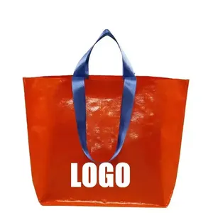 Bolso tejido PP de punto ecológico estilo coreano laminado de capacidad Extra grande promocional de Venta caliente para compras en supermercado