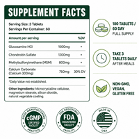 Comprimés végétaliens de Glucosamine Sulfate, Chondroïtine et MSM pour les articulations, soutien du cartilage, densité osseuse et mobilité, pour adultes, usage quotidien, fabriqués selon les normes US CGMP