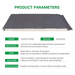 Panneaux sandwich isolés, bardage métallique, panneaux muraux extérieurs, matériau de construction ignifuge pour toitures et murs, entrepôt, usine, extérieur - Product Image 3