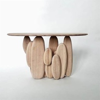 Table décorative murale vintage en bois massif sculpté au design artistique pour hall d'entrée et couloir, mobilier de maison