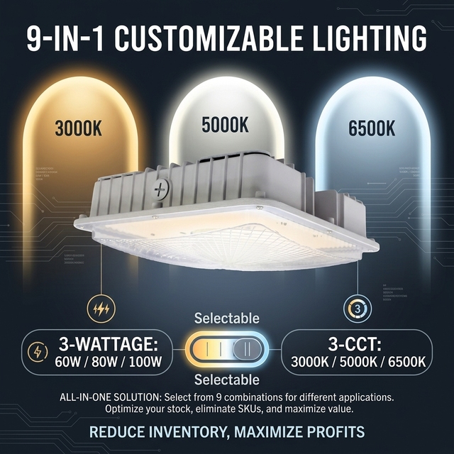Commercial LED Canopy Lighting Waterproof IP65 40W/60W White Housing 100-277V US Canada Market Industrial Parking Garage Light