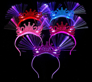 <span class=keywords><strong>2025</strong></span> ánh sáng lên hairband hạnh phúc năm mới sợi quang LED nhấp nháy <span class=keywords><strong>Headband</strong></span> với vương miện Đảng trang phục - Product Image 4