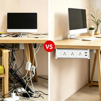Prises de courant sous le bureau, prise américaine avec 2 ports USB et 3 prises CA, adaptées aux salles de réunion