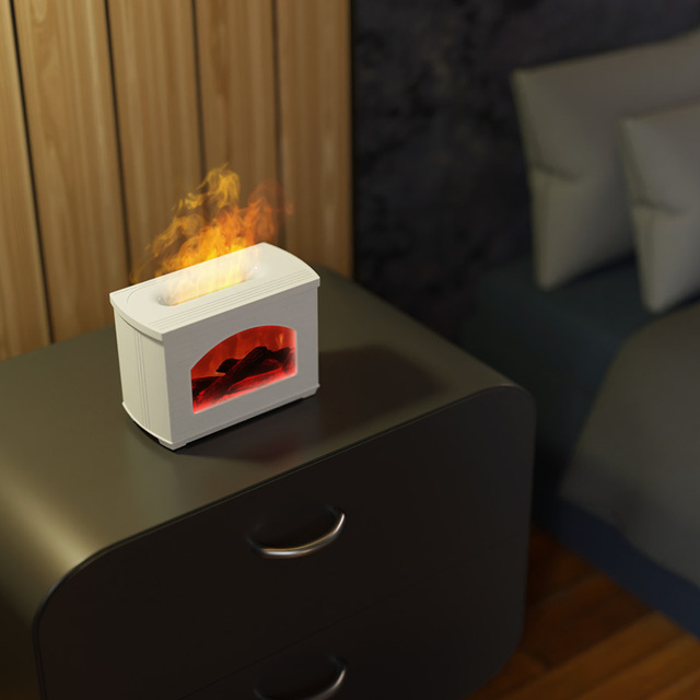 Cross-border Fireplace Simulation Flame Aroma Diffuser USB Plug-In Humidifier Essential Oil Spray 0.5-1L Capacity Timing