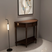 Table de couloir et d'entrée en bambou demi-cercle style américain, idéale pour vestiaires, salons modernes et entrées d'hôtels
