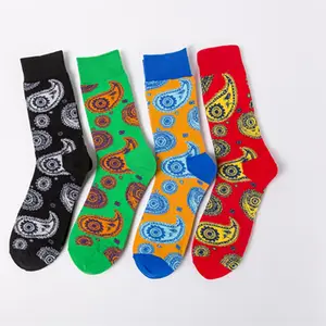 Latest fashion custom crew cotton happy socks with mechanical style patterns black green blue red colors for men