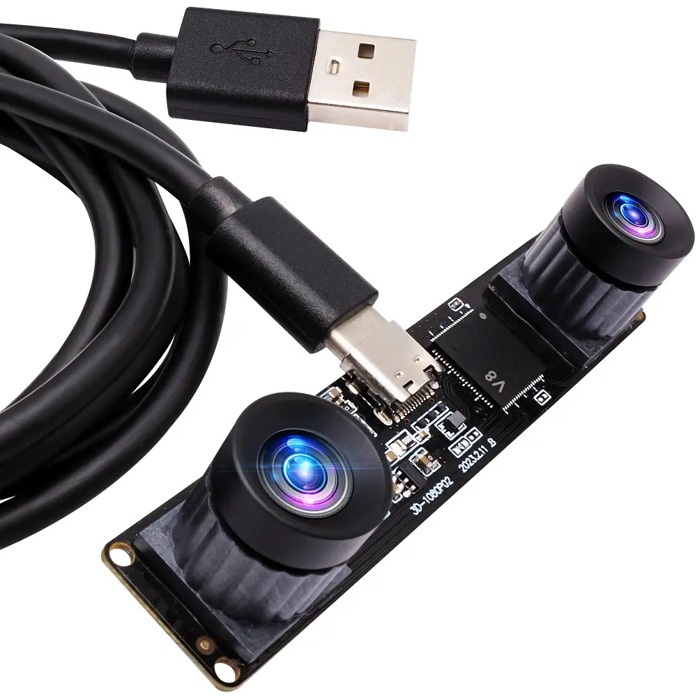 وحدة كاميرا ستيريو 1080P ثلاثية الأبعاد مع عدسة مزدوجة وكاميرا USB متزامنة بدقة 3840x1080 Mjpeg 60FPS مع مشغل مجاني للرؤية الآلية