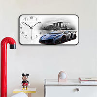 Horloge murale silencieuse en céramique cristalline, voiture de sport stylée - Décoration artistique sur le thème automobile